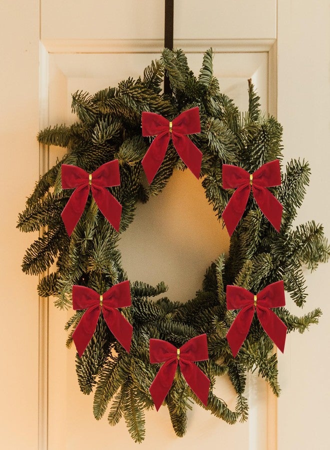 GHAMYEE 24Pcs Red Velvet Christmas Tree Bows Ornaments Vintage Velvet Ribbon Bows for Tree Garland Wreath Indoor Outdoor Christmas Decor Xmas Decorations 1" Wide, 3.5 * 3.5 inch - Image 4